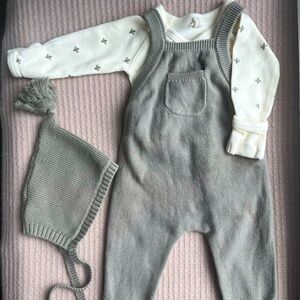 Quincy Mae 0-3 Knit Overall Outfit Matching Set Bundle